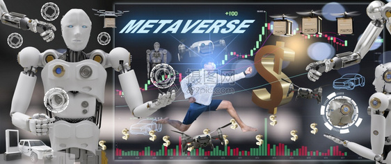 增强型世界加密货币VRavavatar现实游戏的机器人社区元现象人们将技术投资商业生活方式连成链条的虚拟现实图片