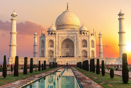景观亚洲水日落时的泰姬陵印度美丽的风景日落时泰姬陵印度美丽的风景图片