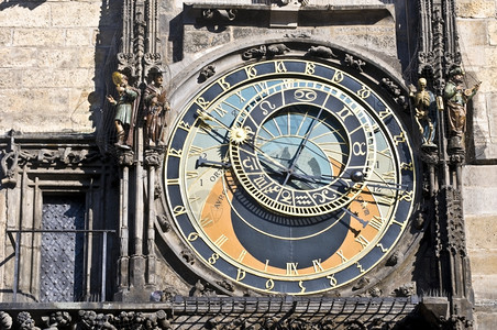 老的布拉格著名天文钟细节捷克语图片