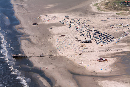 海滩德国SchleswigHolsteinWadden海洋公园空中照片彼得奥尔丁哈利根图片