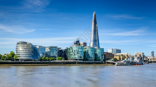 伦敦市天际和塔桥泰晤士河的全景有选择重点城市景观摩天大楼图片