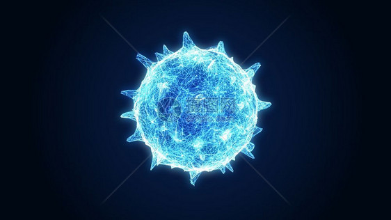 人在深蓝背景下密切发光的流感蓝色抽象双纹铁丝板科罗纳学与医中罗纳细胞微核在人体3D图解中生物学图片