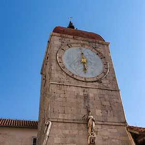 天主教城市克罗地亚达尔马提特罗吉中心圣塞巴斯蒂安教堂钟塔建造图片