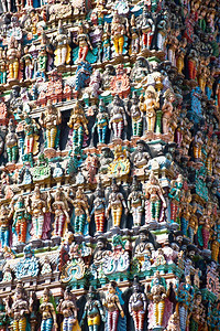 大南印度建筑南部Madurai的Meenakshi寺泰米尔纳德邦马杜赖浅浮雕万神殿装饰风格图片