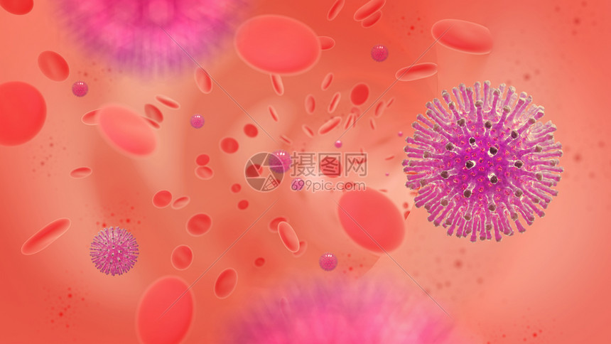 3d显示血液管感染的3D说明医疗的血管细菌图片