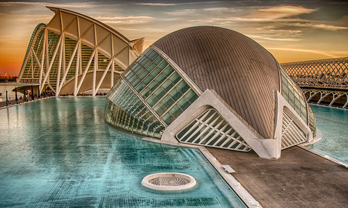 结构体门户14半球形西班牙巴伦亚3月14日城市建筑细节西班牙巴伦亚3日