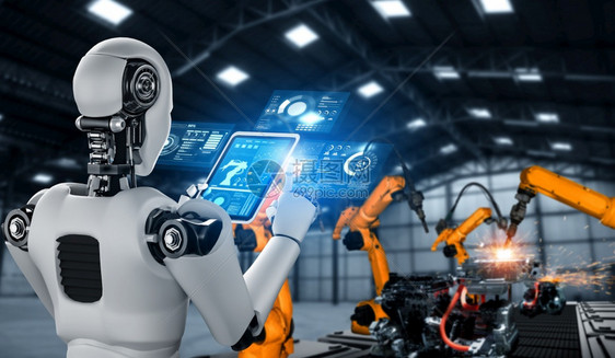 部件用于工厂生产装配的机械化工业器人和械臂工业革命和自动化制造过程的人工智能概念用于工厂生产装配的机械化工业器人和械臂工业的图片