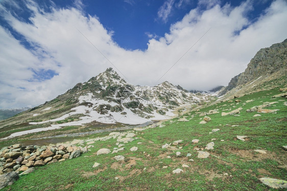 景观查谟和克什米尔的洛基山脉和绿地点的图片