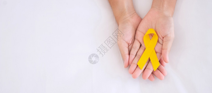 的黄丝带健康护理和世界癌症日概念世界癌症日概念白色的器官图片素材