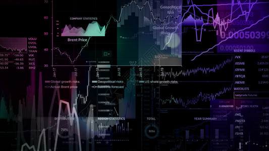 显示趋势和股票市场波动的电子虚拟平台显示趋势与股票市场波动的电子虚拟平台展示股价指数在虚拟空间的3D状况经济统计的图片