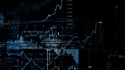 数据经济的报告显示趋势和股票市场波动的电子虚拟平台显示趋势与股票市场波动的电子虚拟平台展示股价指数在虚拟空间的3D状况图片