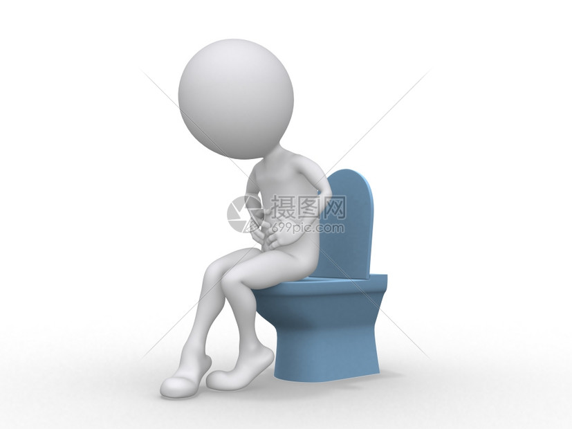 便秘卡斯蒂略3D患有不孕期问题的人坐在马桶上男图片