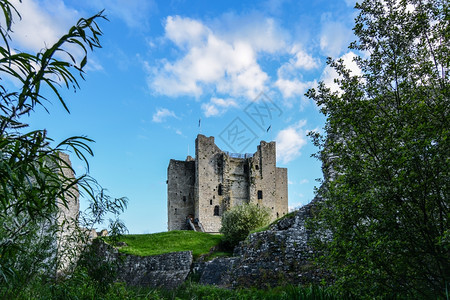 窗户力量风景优美爱尔兰的特里姆城堡图片