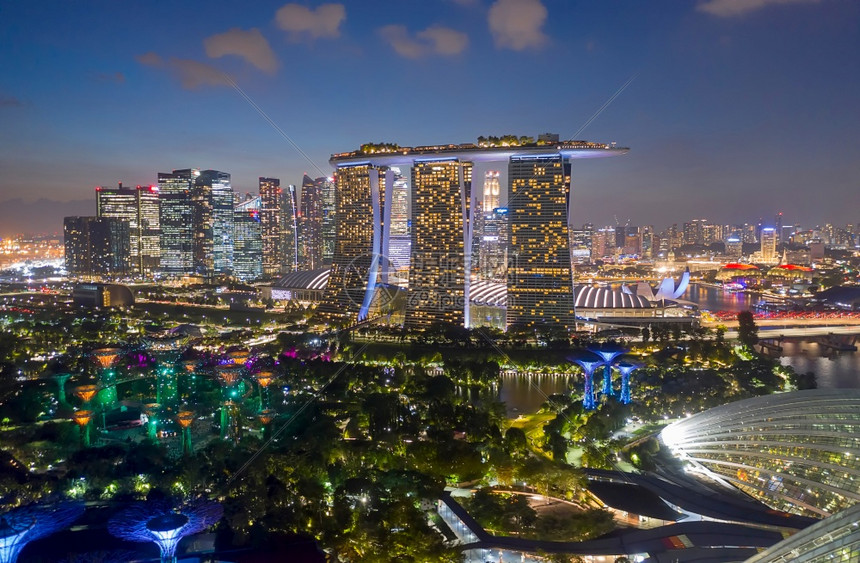 夜晚亚洲SINGAPORE新加坡3号商业区和城市MarinaBay海湾位于新加坡中部地区20年月3日新加坡旅游假日新加坡公园图片