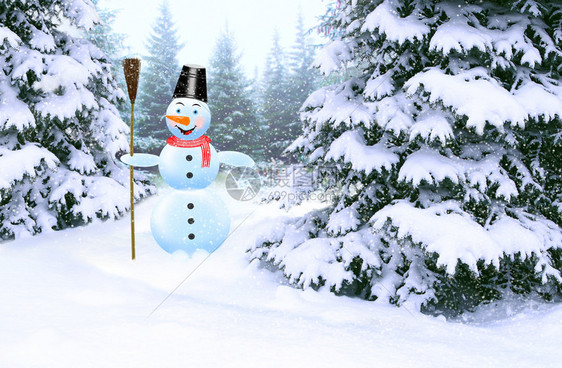 外部冬季森林中的快乐雪人新年属圣诞符号新年快乐森林中的孩子们制作美妙雪人新年前夜森林中的雪人冬季森林中的快乐雪人森林中制作的图片
