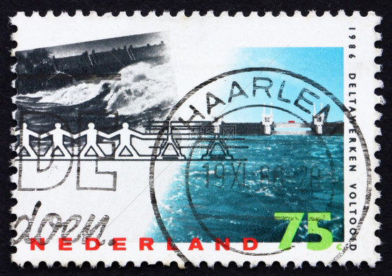 沟通荷兰CIRCA1986年荷兰印刷的章屏障阻力洪水Delta项目完成1986年circa优质的航运图片