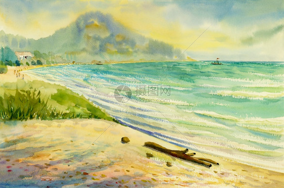 太平洋天气原始的海生物色彩多的绘画以及山地中的情感云层背景风海图片