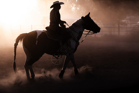 背部男人日落的太阳休谢马背上骑手古洛士罗德奥达斯地帝竞技场图片