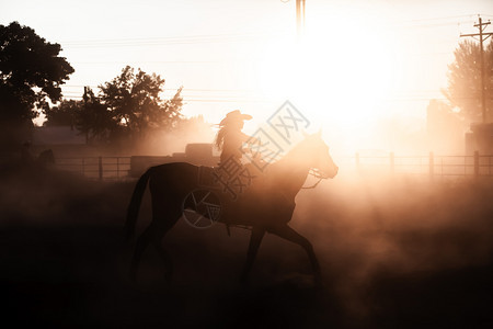 男人日出母马落的太阳休谢马背上骑手古洛士罗德奥达斯地帝竞技场图片