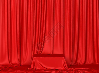 披着用布满料的立方体覆盖最小场景3d插图显示您的产品商业红色图片