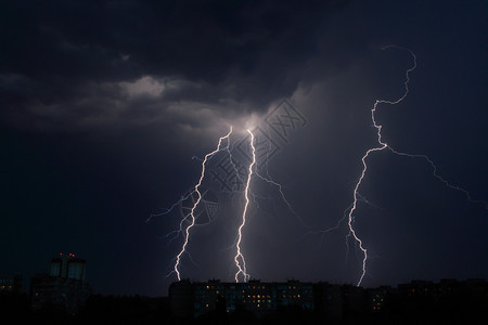科学充满活力闪电雷暴夜间多云的天空背景耀斑图片