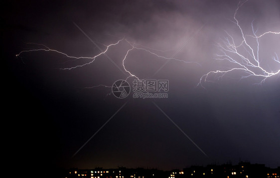 闪电雷暴夜间多云的天空背景自然供应震惊图片