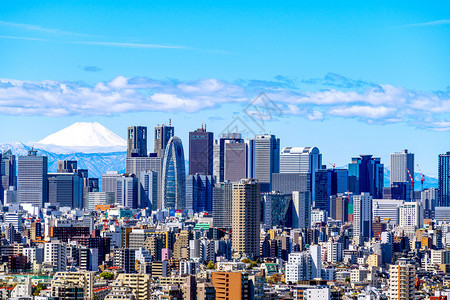 京新宿区东天际城景和藤山市在背中看东京天际城市风景和广藤山蓝天当从东京本国公民中心建筑观测台天日本地标市中心图片