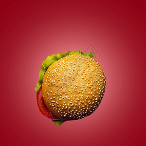 新鲜的汉堡包配有融化的奶酪洋葱番茄和生菜填料适合你的食物概念沙拉桌子芝麻图片