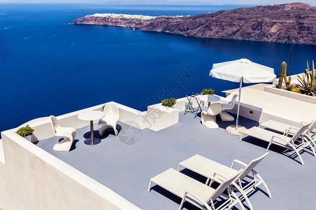 屋全景公寓希腊桑托里尼岛海上游轮的卡尔德拉观光图像图片