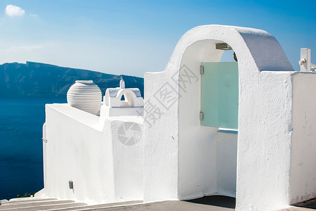 OiaSantorini希腊以浪漫和美丽的日落闻名建造假期基克拉泽斯图片