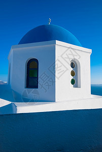 采取火山口OiaSantorini希腊以浪漫和美丽的日落闻名建筑学图片