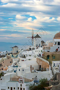 建造OiaSantorini希腊以浪漫和美丽的日落闻名地标图片