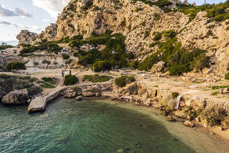 希腊阿提喀州卡2019年月6日希腊里古地Hraion天堂海滩古老大理石树木背景图片