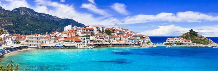 萨莫斯岛美丽的海洋村Kokkari希腊旅行和地标餐厅酒吧爱琴海图片