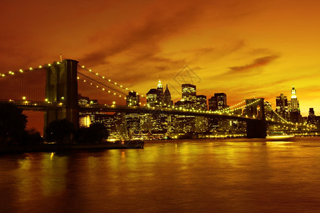 门约克降低布鲁林桥和曼哈顿的日落纽约喜悦语调图片