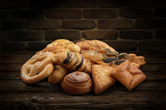 有机的咸自然混合甜食和盐味糕饼点面包制品生锈背景图片