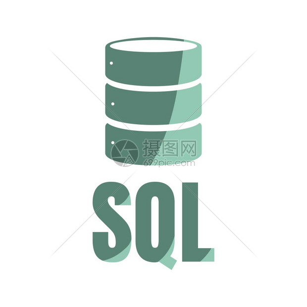 服务器信息SQL数据库图标志设计UI或UX应用程序SQL带有阴影的深绿色铭文标识图片