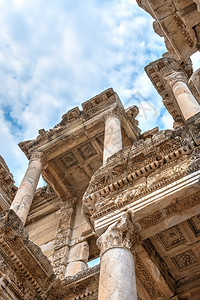 晴天古董城市塞尔苏斯的埃弗索图书馆日暑阳光明媚土耳其希弗苏斯古典天空老的图片