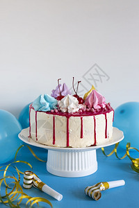 分辨率和高品质的美丽照片生日蛋糕蓝桌高质量美容照片概念质量优美照片BLT可口奶油庆典图片