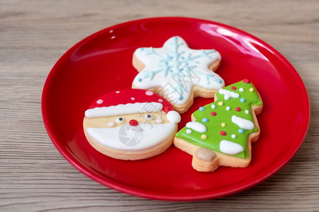 甜的星圣诞快乐自制饼干在木桌背景Xmas派对节假日和新年快乐概念冬天图片