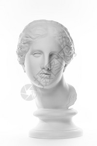 白石像雕维纳斯德米洛的古老雕像给被孤立在白色背景画像上的艺术家粉刷女雕塑脸朝金星的古老像罗马的神话图片