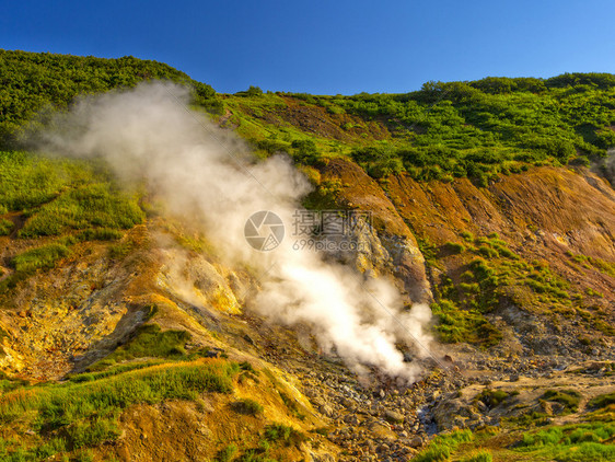 旅行俄罗斯堪察卡的穆特诺夫斯基火山上的Geysers东俄语图片