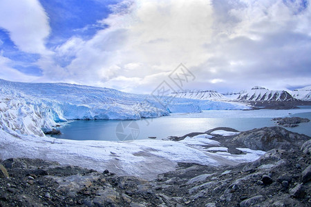 NordenskioldGlacierPetuniabuktaBillefjord北极斯匹次卑尔根瓦巴挪威欧洲冰美丽的野生动物图片