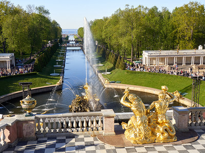 景观网站教科文组织俄罗斯彼得霍夫2019年5月彼得霍夫宫和下公园的大瀑布俄罗斯彼得霍夫图片