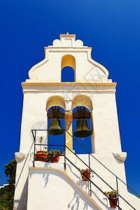 帕罗斯白色的科孚希腊Vlacherna修道院岛上美丽的希腊教堂节科孚岛图片