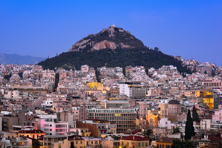 著名的旅游城市雅典和莱卡贝图斯山航空观察希腊雅典AreopagusHill图片