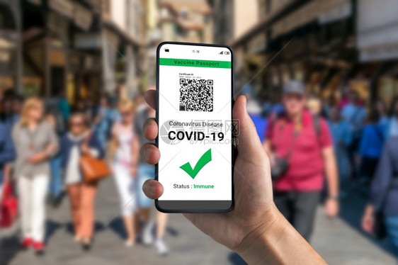 应用旅行者持有疫苗护照以显示COVID19疫苗接种状态在冠大流行期间国际旅需要数字健康旅行者持有疫苗护照以显示疫苗接图片