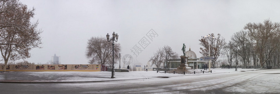 放松楼梯天空乌克兰敖德萨1208乌克兰敖德萨滨海大道上的雪天早晨乌克兰敖德萨的雪天早晨全景图片