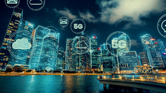 技术事物具有全球化抽象图形显示连接网络的智能数字城市未来5G智能无线数字城市和社交媒体网络系统的概念具有全球化抽象图形显示连接网图片
