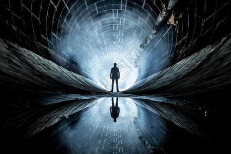 迷宫人商人黑暗一个站在隧道里尽头逆光人站在隧道里尽头逆光领导者